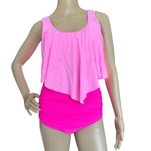 Edel Qual Bright Pink Ruffled Swimsuit NWOT Medium
